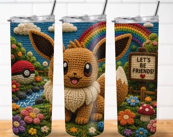 3D Knitted Eevee Icons PNG | Wool Effect 20oz Sublimation Design (Digital Download)