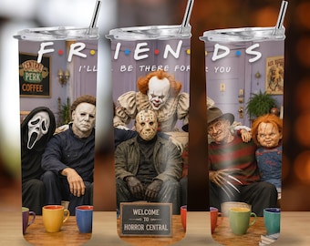 Scary Friends PNG | Iconic Horror Friends 20oz Sublimation Design (Digital Download)