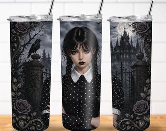 Wednesday PNG | Goth Girl 20oz Sublimation Design (Digital Download)