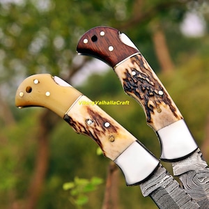 Damascus Steel Viking Knifw, Custom Hand Forged Viking Knifw For Valentine Gift, Steel Folding Fix Blade Survival Tool For Camper