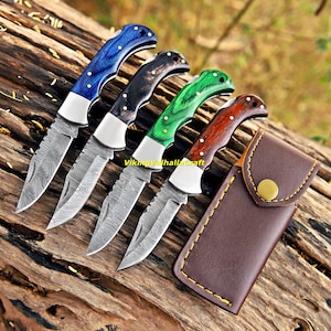 Custom Hand forged Damascus steel Pocket folding Camping tool, handmade hunting gift, gift for dad, gift for him, fathers day gift