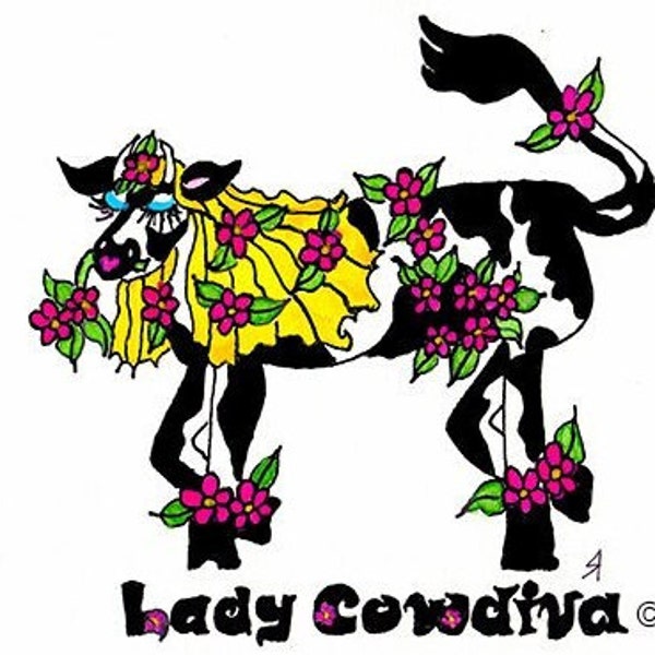 Cow Greeting Card Lady Cowdiva With Homage To Lady Godiva