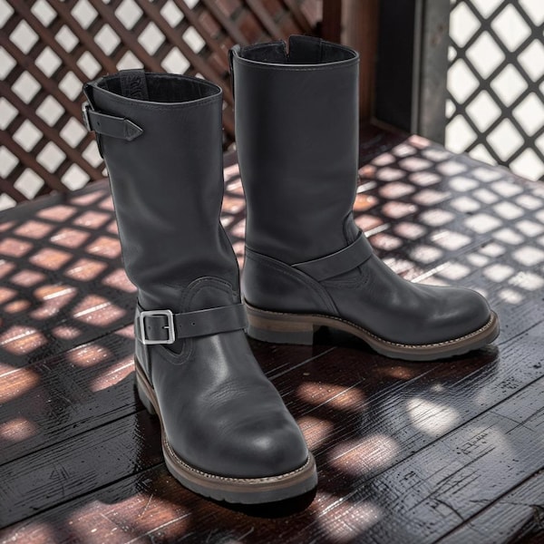 Men's Handmade Wesco Mister Black Leather Boots |  Horsehide Boots