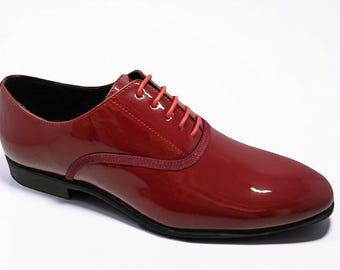 Handgemaakte rode lakleer Oxford-schoenen heren | SoleWhisper formele schoenen