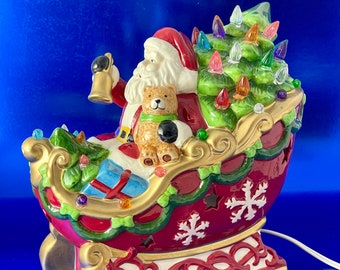 Santa in His Sleigh With Light Up Christmas Tree