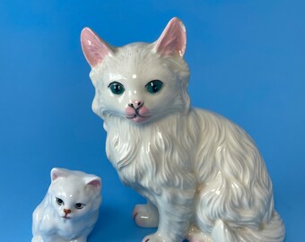 Vintage Pair of White Persian CatFigurines