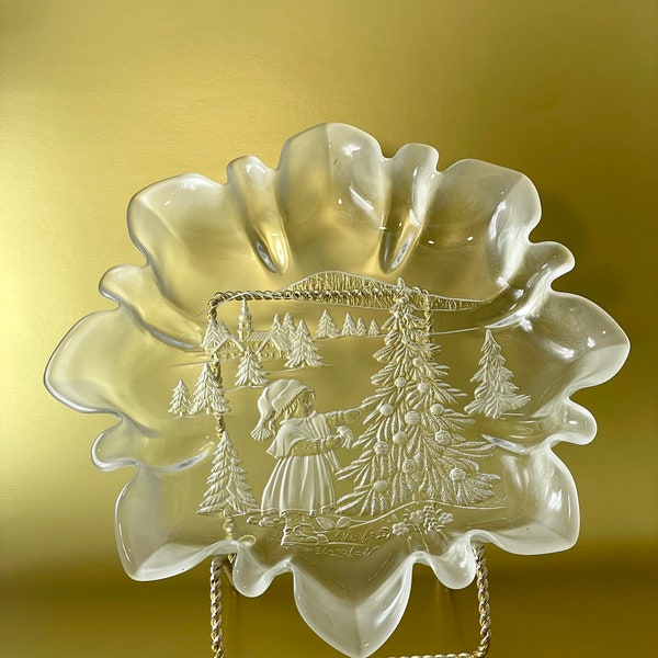 Mikasa crystal christmas tree platter