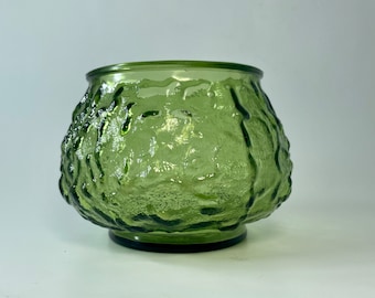 Vintage EO Brody Green Crinkle Glass Vase