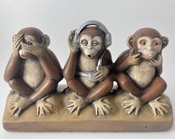 Five Vintage Wind-Up Monkey Plush and Tin Toys. sold at
