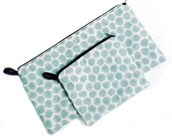 Zipper Pouch with Lining and Loop for Keys - Honeycomb / Make Up Bag / Pencil Case / Carrier / Pouch / Zipper Bag / Small / Medium