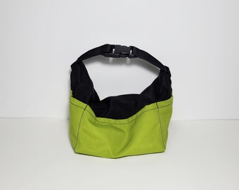 Lime Green Bucket Bouldering Bag/ Large Chalk Bag/Rock Climbing/Open Pocket/ Brush Holder/ Water Resistant/ Double Layer