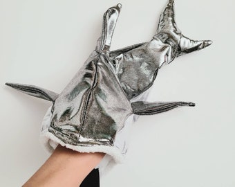 Metallic Silver Great White Shark - Friendly and Toothless -  Rock Climbing Chalk Bag - Kids Bag - Climber Gift - Ocean Sea Creature Animal
