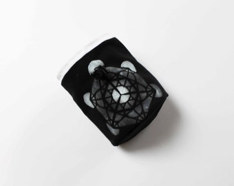 Metatron's Cube - Sacred Geometry - Rock Climbing Chalk Bag - Black with White Print