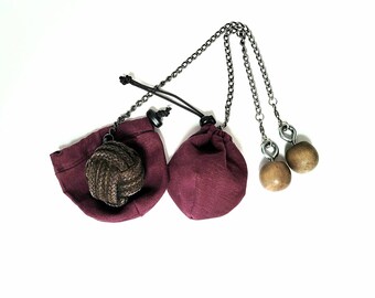 Linen Fire Poi Wick Covers / Practice Poi / Keep Wick Clean for Storage / Protect Wicks / Fire Prop or Performance / Burgundy Navy Blue Grey