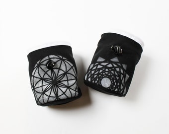 Sacred Geometry - Rock Climbing Chalk Bag - Black with White Print