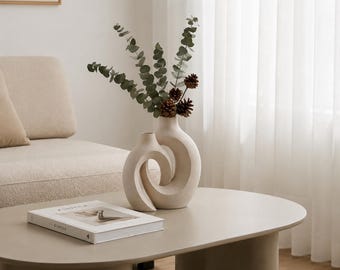 Interlocking Ceramic Vase Set – Minimalist Nordic Abstract Flower Vases