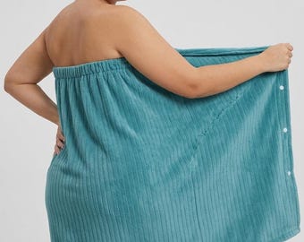 Plus Size Wearable Bath Towel Wrap Set | Quick Dry Microfiber Spa Shower Skirt