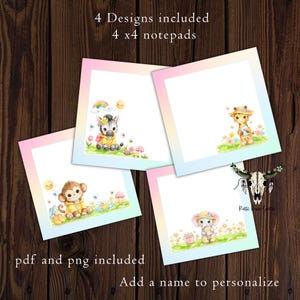 Safari Animal Lunch Box Notes Printable Bundle |  Watercolor Kids Lunch Notes | PDF PNG Download | Back to School