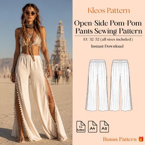 Open-Side Pom-Pom Pants Sewing Pattern