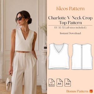 Charlotte V-ringad Crop Top Mönster