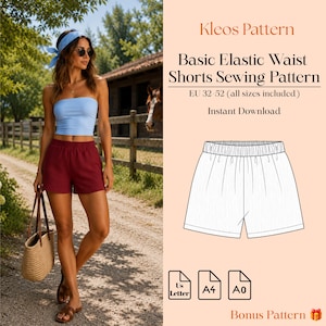 Cartamodello PDF per pantaloncini base con elastico in vita