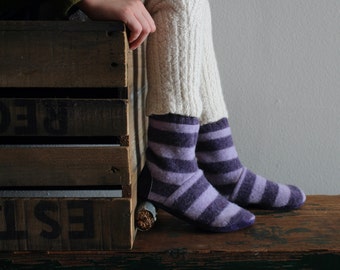 Children&#39;s Wool Slippers: Recycled Leather Sole, Felted Lambswool