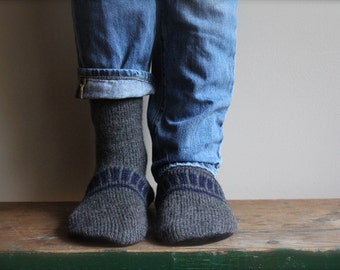 Men's Wool Slippers, Wool Slippers, Men's Slipper Socks, Men's Wool Slipper with Leather Sole, Men's Slippers
