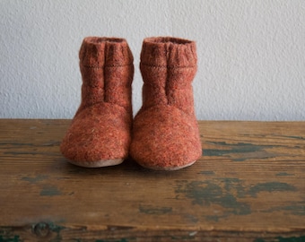 Children's Felted Wool Slippers, Toddler wool slipper with leather sole, Baby wool slippers, baby wool slippers