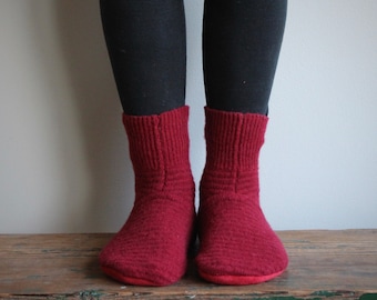 Women's Wool Slippers, Felted Wool Slippers,Merino Wool Slippers with Leather sole, Wool Slipper Sock, Women's Slippers
