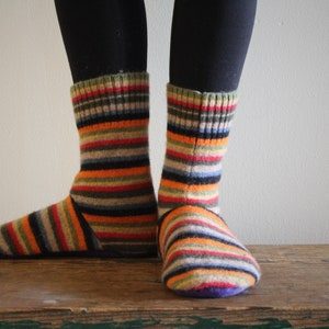 Women&#39;s Wool Slippers, Felted Wool Slippers, Wool Slippers with Leather sole, Wool Slipper Sock, Women&#39;s Slippers
