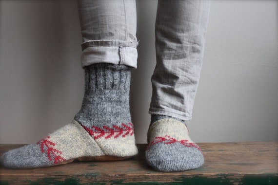 Men's Wool Slippers, Wool Slippers, Men's Slipper Socks, Men's Wool Slipper with Leather Sole, Men's Slippers