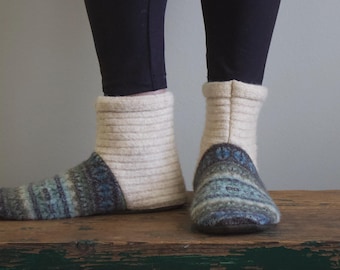 Pantuflas de fieltro para mujer, pantuflas de lana con suela de cuero, pantuflas de lana para mujer, pantuflas de lana