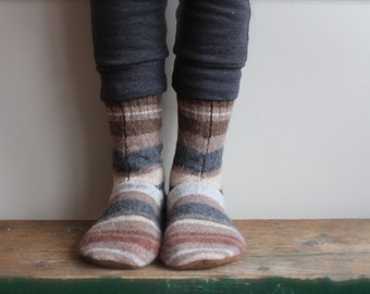 Men's Wool Slippers, Wool Slippers, Men's Slipper Socks, Men's Wool Slipper with Leather Sole, Men's Slippers