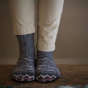 Womens  Wool Slippers, Wool Slippers, Womens Slipper Socks, Womens Wool Slipper with Leather Sole, Womens Slippers, Felted Wool Slippers