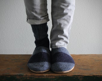 Men's Wool Slippers, Wool Slippers, Men's Slipper Socks, Men's Wool Slipper with Leather Sole, Men's Slippers