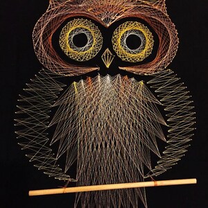 Handcrafted Owl String Art | Geometric Textile Wall Decor, Rustic Wildlife Craft