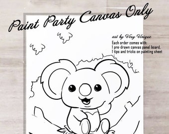 DIY Paint Party Koala Bear Canvas Panel ONLY, Outline Canvas Drawing, Pre Drawn, Sip and Paint, Paint Party, Pre-drawn Painting