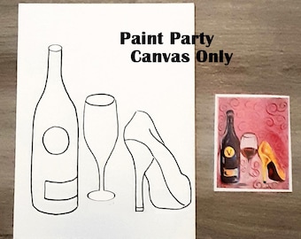 DIY Paint Party Wine High Heels Canvas Panel ONLY, Paint Party, Sip and Paint Party, Premade Painting, Girls Night out, Paint and Sip