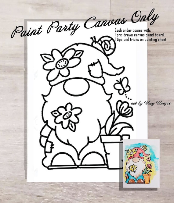 DIY Paint Party, Butterfly Flower, Canvas Board ONLY, W/ VIDEO Tutorial,  Canvas Outline, Pre Drawn, Sip and Paint, Pre-drawn Canvas 