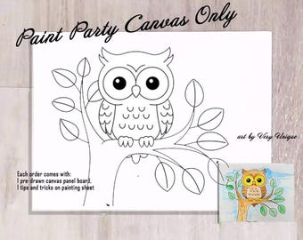 DIY Paint Party Owl on a Branch Canvas Panel ONLY, Paint Party, Sip and Paint Party, Premade Painting, Girls Night out, Paint and Sip