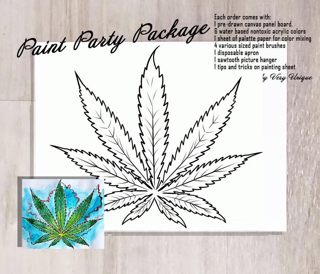 Cannabis Paint Party PACKAGE W/ VIDEO TUTORIAL Sip and Paint - Etsy