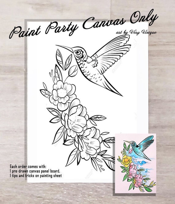 Roll up Pre-drawn Canvas Outlined Canvas Sip & Paint DIY Paint
