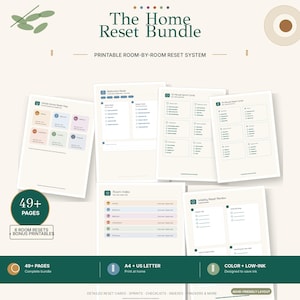 ADHD-Friendly Home Reset Bundle, Room Cleaning Checklists & Reset Cards (Printable PDF)