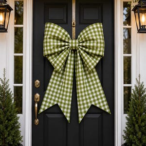 Oversized Door Bow Sewing Pattern PDF, Giant Front Door Bow Tutorial, Gingham Bow Printable Guide, 3 Languages US UK Germany, Video Included