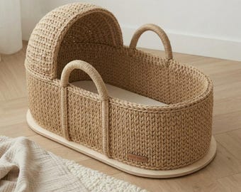 Crochet Moses Basket Pattern PDF, Baby Bassinet Crochet Pattern, Oval Basket Pattern, Nursery Crochet Project, Digital Download.