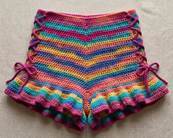 Häkelanleitung Rüschen Shorts Muster, PDF, bebilderte Shorts Muster, Boho Sommer Shorts, Instant Download.