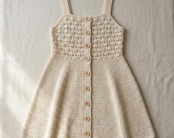 Häkeln Sommerkleid Muster PDF, Damen A-Linie Kleid Muster, Kleid mit Knopfleiste Muster, sofortiger Download.