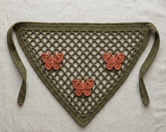 Crochet Butterfly Bandana Pattern PDF, Boho Haarschal Muster, Instant Download.