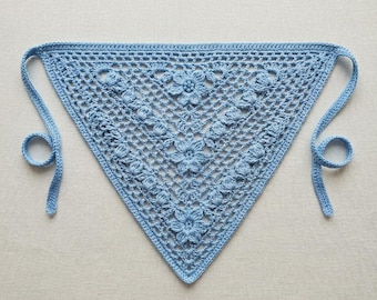 Crochet Floral Lace Bandana Muster PDF, Dreieck Kopftuch Häkelanleitung, Boho Haarschal Digital Download.