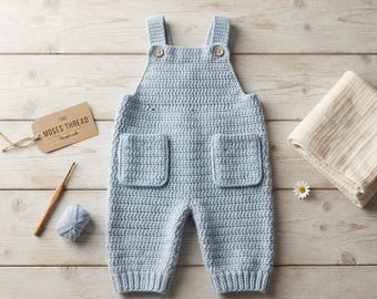 Patrón de pelele de bebé a crochet en PDF, patrón de peto de bebé a crochet, patrón de pelele infantil, pelele con bolsillo, descarga digital.